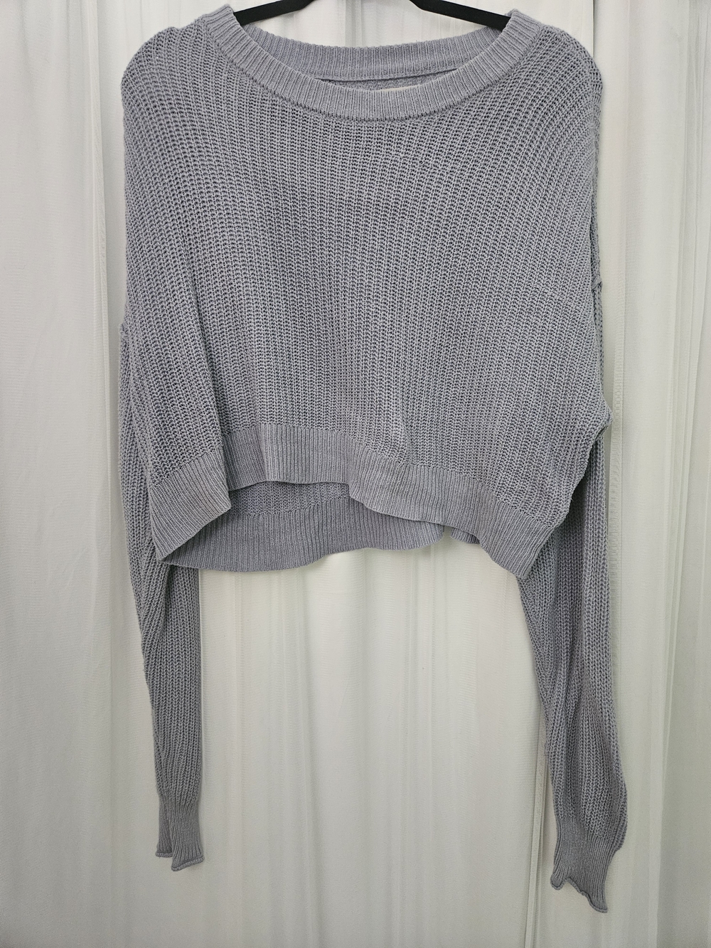 Light Gray Cropped Knit Sweater - Aeropostale